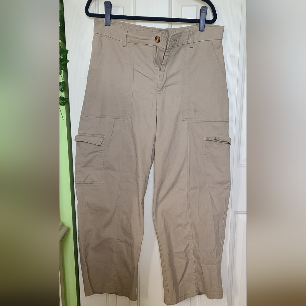 Baggy Cotton Cargo Khaki Pants